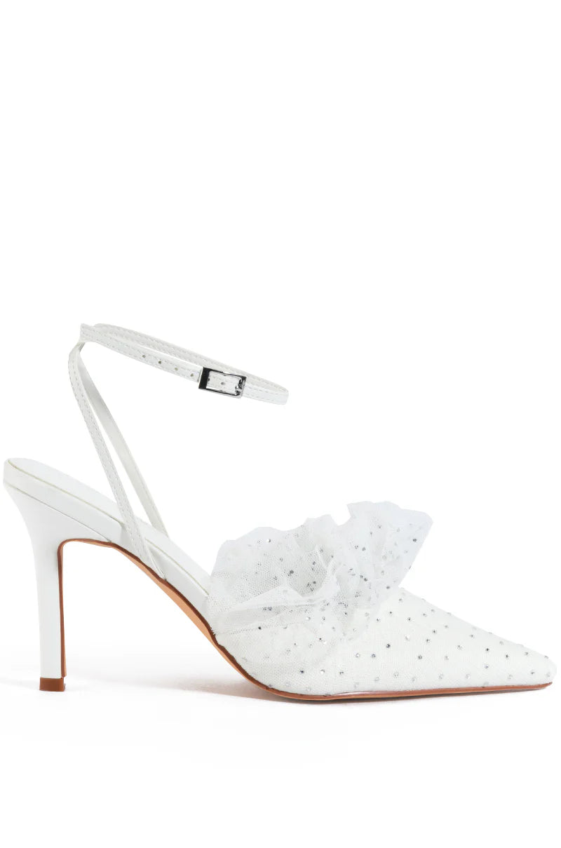 AZALEA WANG A Romantic Evening Embellished Tulle Pump White